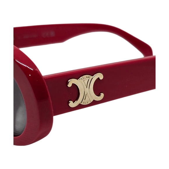 Celine Red Sunglasses with Gold Accent - Picture 3 of 6